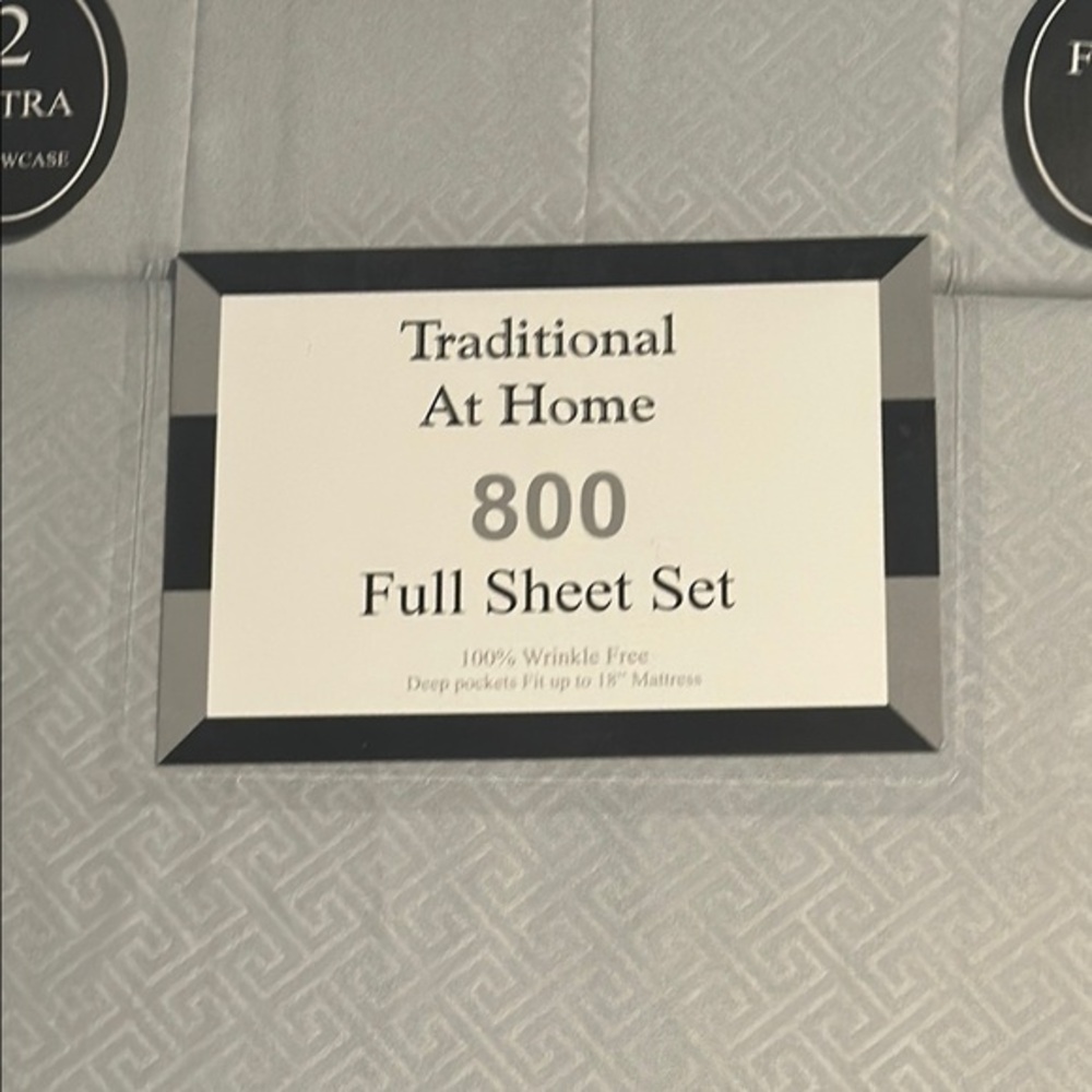Traditional At Home Full 6 pc Sheet Set Platinum Gray Embossed Maze Print